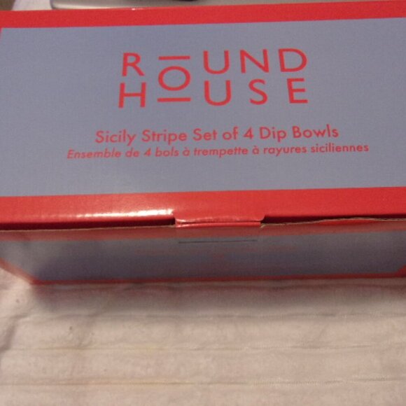 In the Roundhouse Sicily Stripe Dip Bowls Set of 4, Light Blue China - Picture 3 of 4